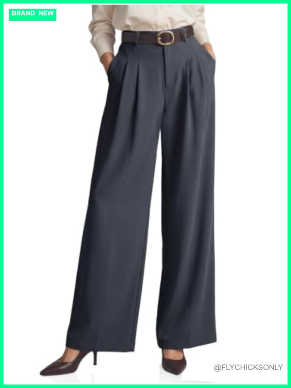 Wide Leg Dress Pants High Waisted Pleated Business Casual Trousers